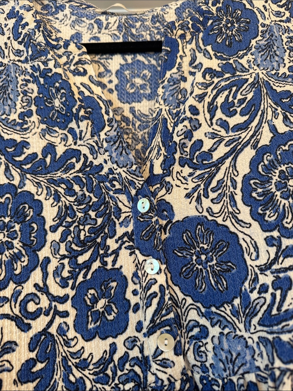 Zara Blue and Cream Floral Midi Dress - Picture 3 of 5